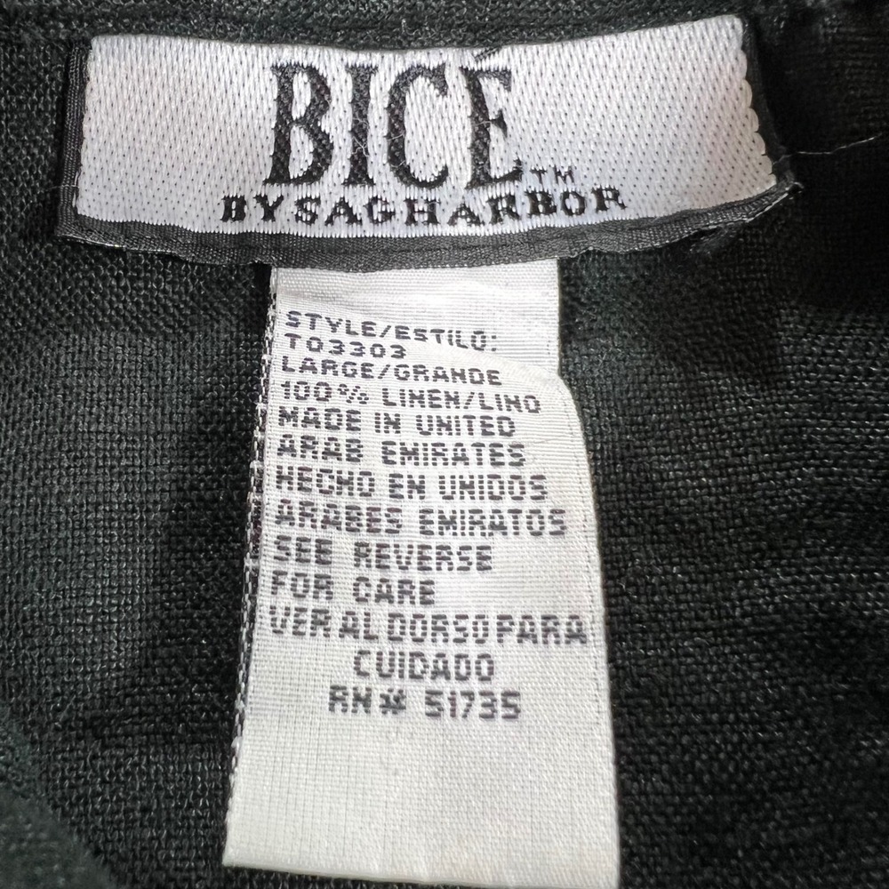 Bice by Sagharbor Linen Hooded Top Womens Large Black Sleeveless Vest Casual Fit - Picture 3 of 11